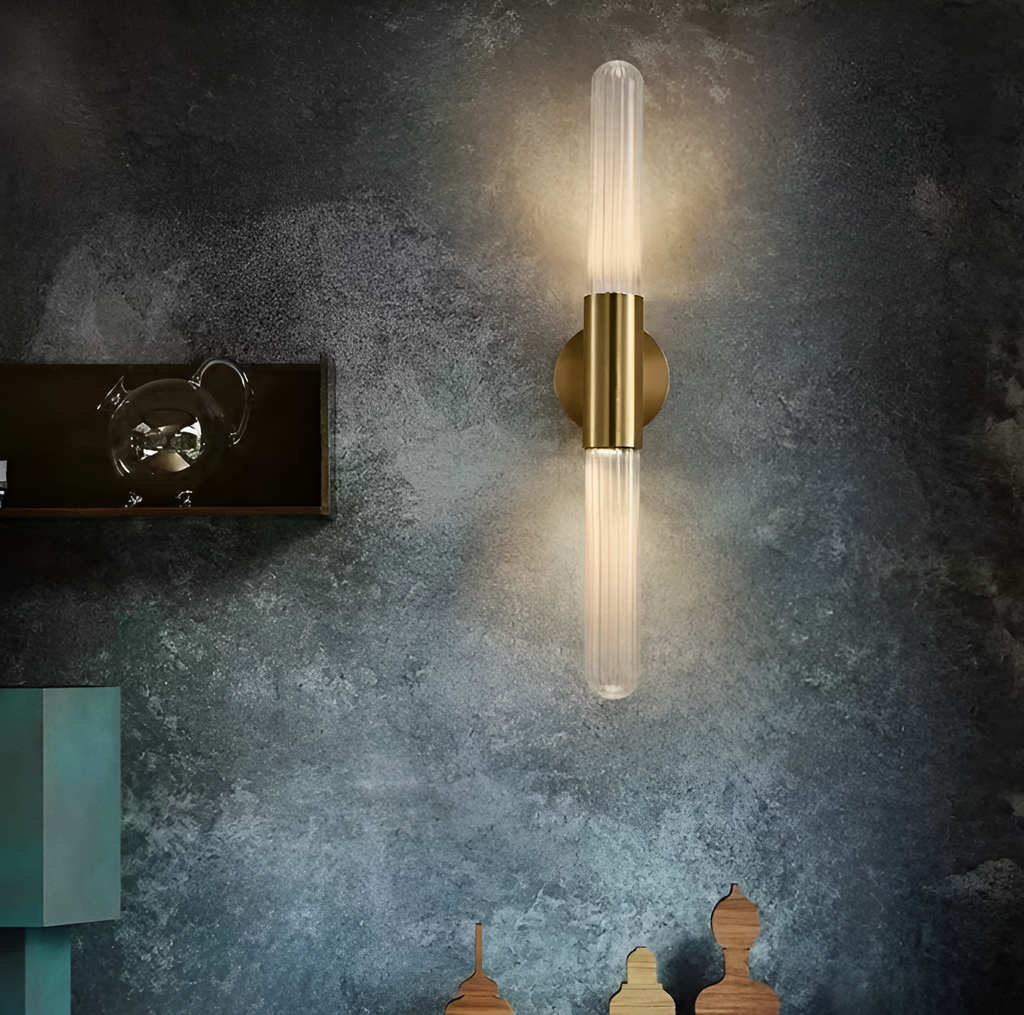 Applique da parete in vetro a onda d'acqua nordica in ottone LED 1 luce