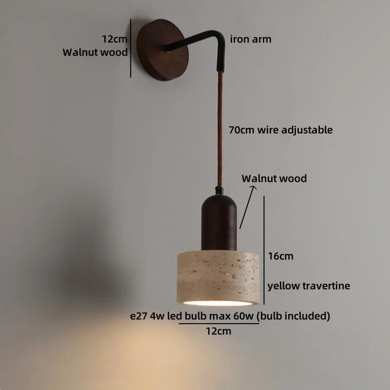 TerraLume Wabi-Sabi Travertino Lampada da Parete LED