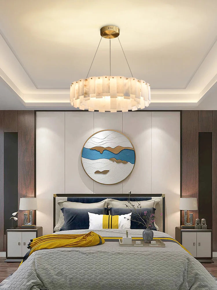 LumiMarble | Elegante Lampada a Sospensione in Marmo e Rame