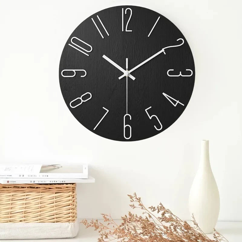 NordicTime - Orologio da parete in legno senza cornice per un arredamento silenzioso e moderno
