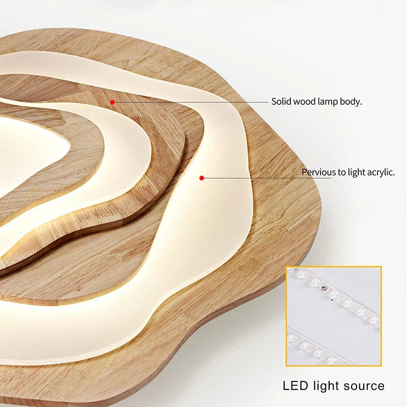 Lampadario LED in legno scandinavo chic