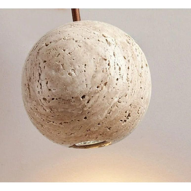 Lampada a sospensione in Travertino – Lampada a sospensione LED rotonda minimalista in stile Wabi-Sabi