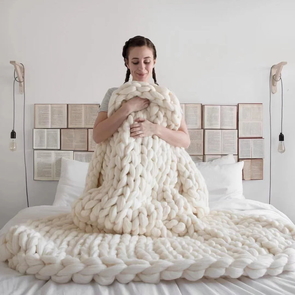 Coperta Chunky Lavorata a Maglia – Plaid Extra Morbido e Caldo per Divano e Letto