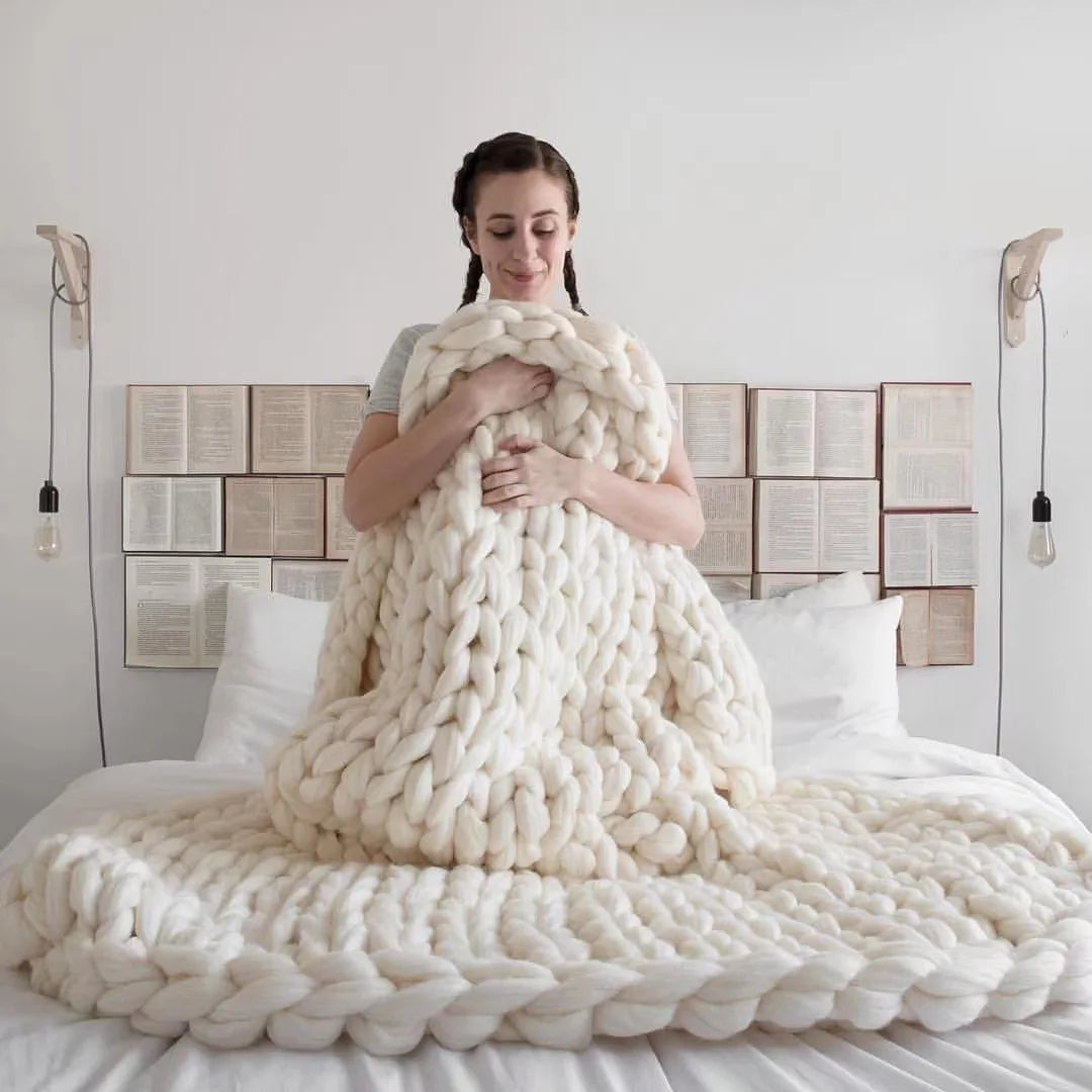 Coperta Chunky Lavorata a Maglia – Plaid Extra Morbido e Caldo per Divano e Letto