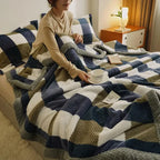 Coperta a Righe – Plaid Morbido per Divano e Letto con Motivo a Quadri Classico