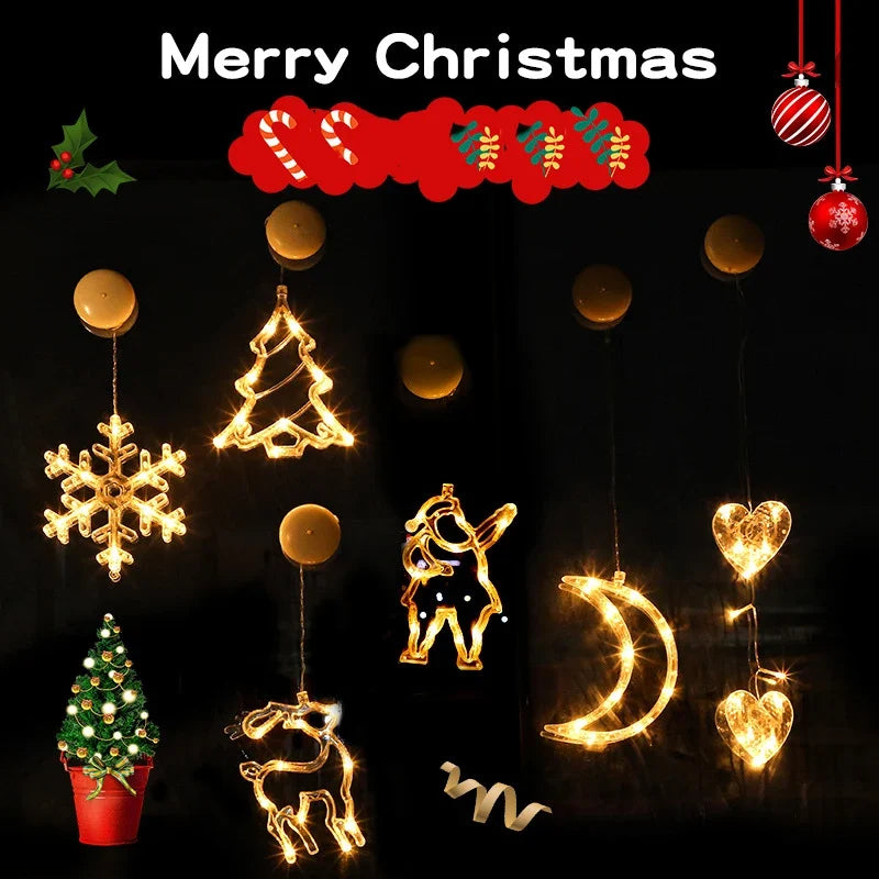 SantaGlow Illuminazione LED per Finestra con Ventosa