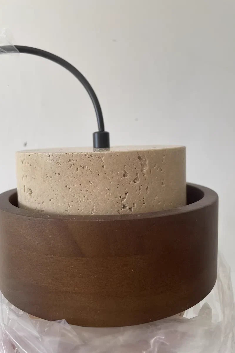 LumiTravert Applique – Design in Pietra Naturale e Legno con Interruttore a Trascinamento