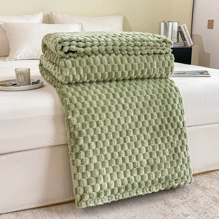 Caelidra - Coperta in Velluto a Righe Calda e Accogliente per Divano e Letto
