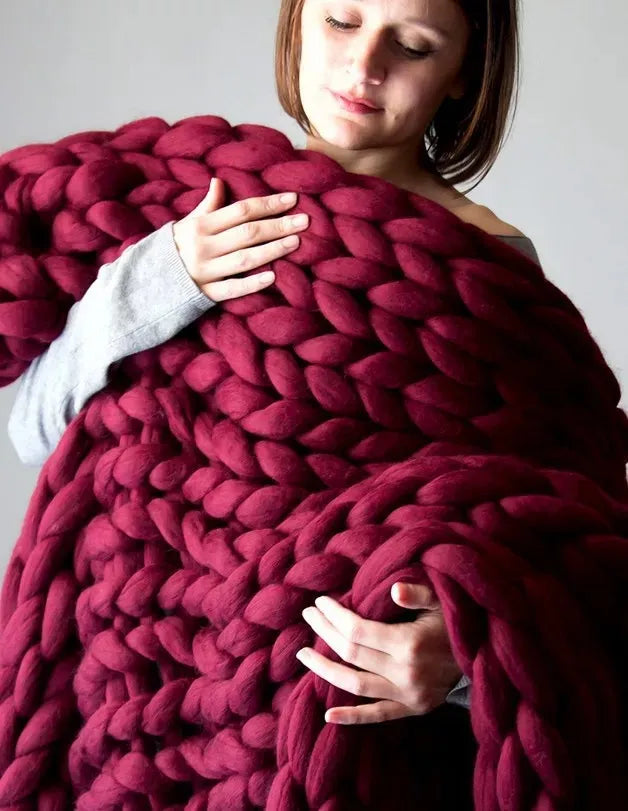 Coperta Chunky Lavorata a Maglia – Plaid Extra Morbido e Caldo per Divano e Letto