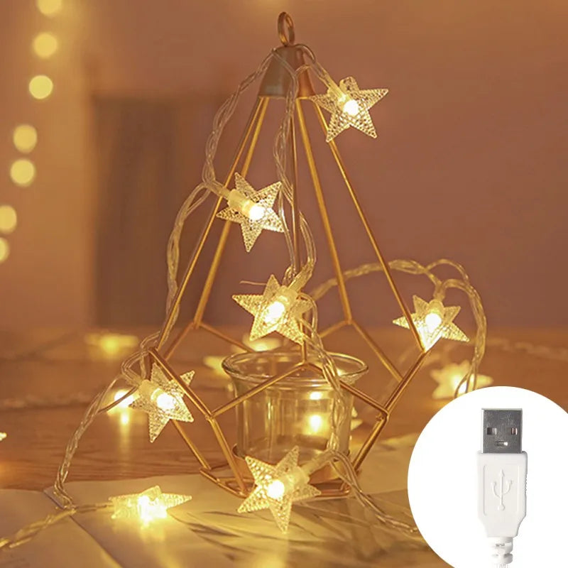 Luci LED di Natale a forma di stelle – Ghirlanda luminosa decorativa per interni ed esterni