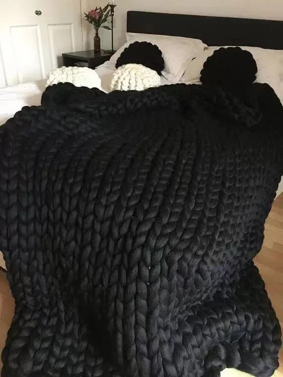 Coperta Chunky Lavorata a Maglia – Plaid Extra Morbido e Caldo per Divano e Letto