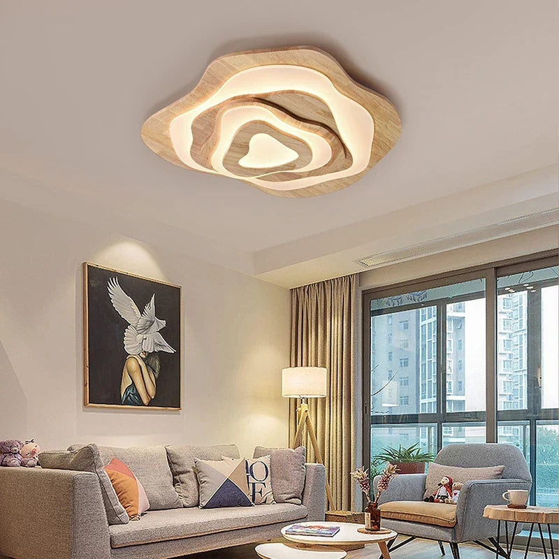 Lampadario LED in legno scandinavo chic