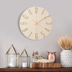 NordicTime - Orologio da parete in legno senza cornice per un arredamento silenzioso e moderno