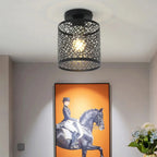 VintageIron Lamp - Lampada da soffitto in metallo retro con gabbia