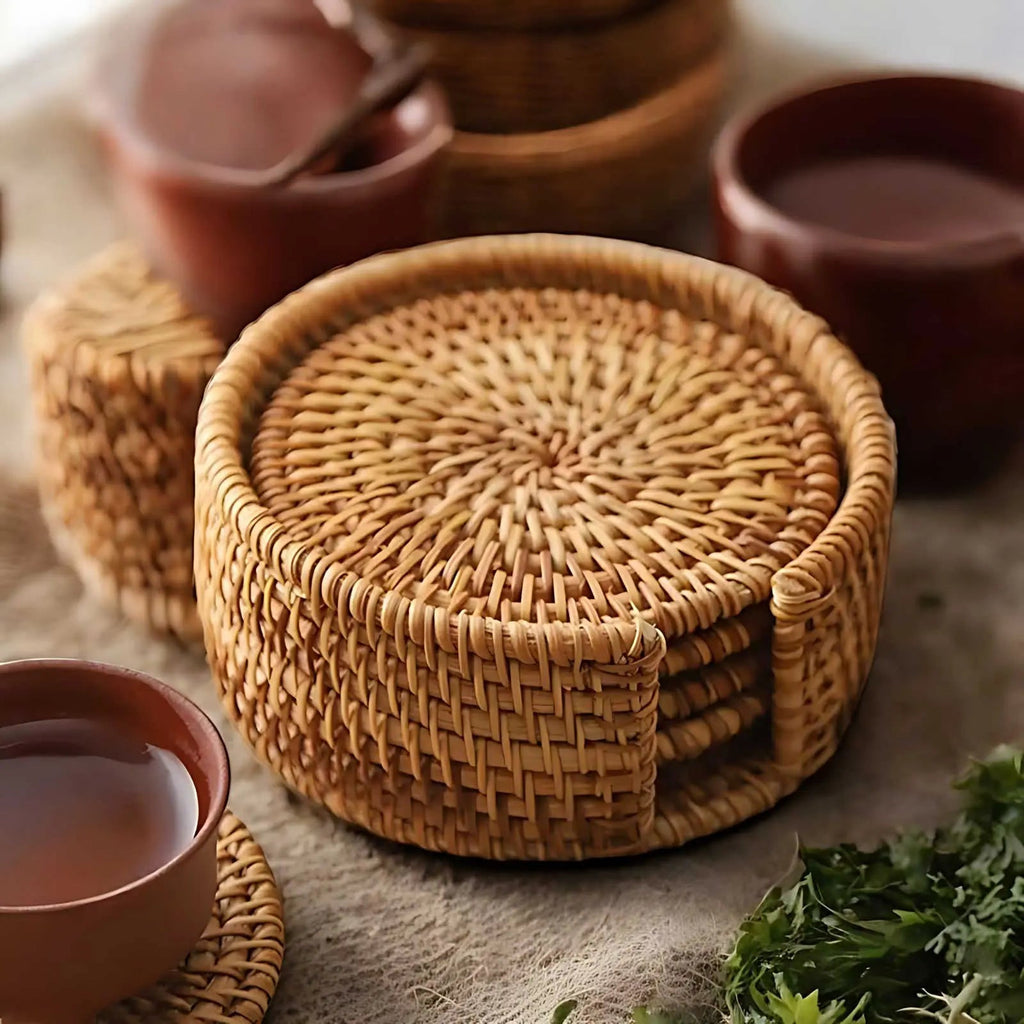 Cestino Sottobicchieri in Bambù per Caffè e Tè