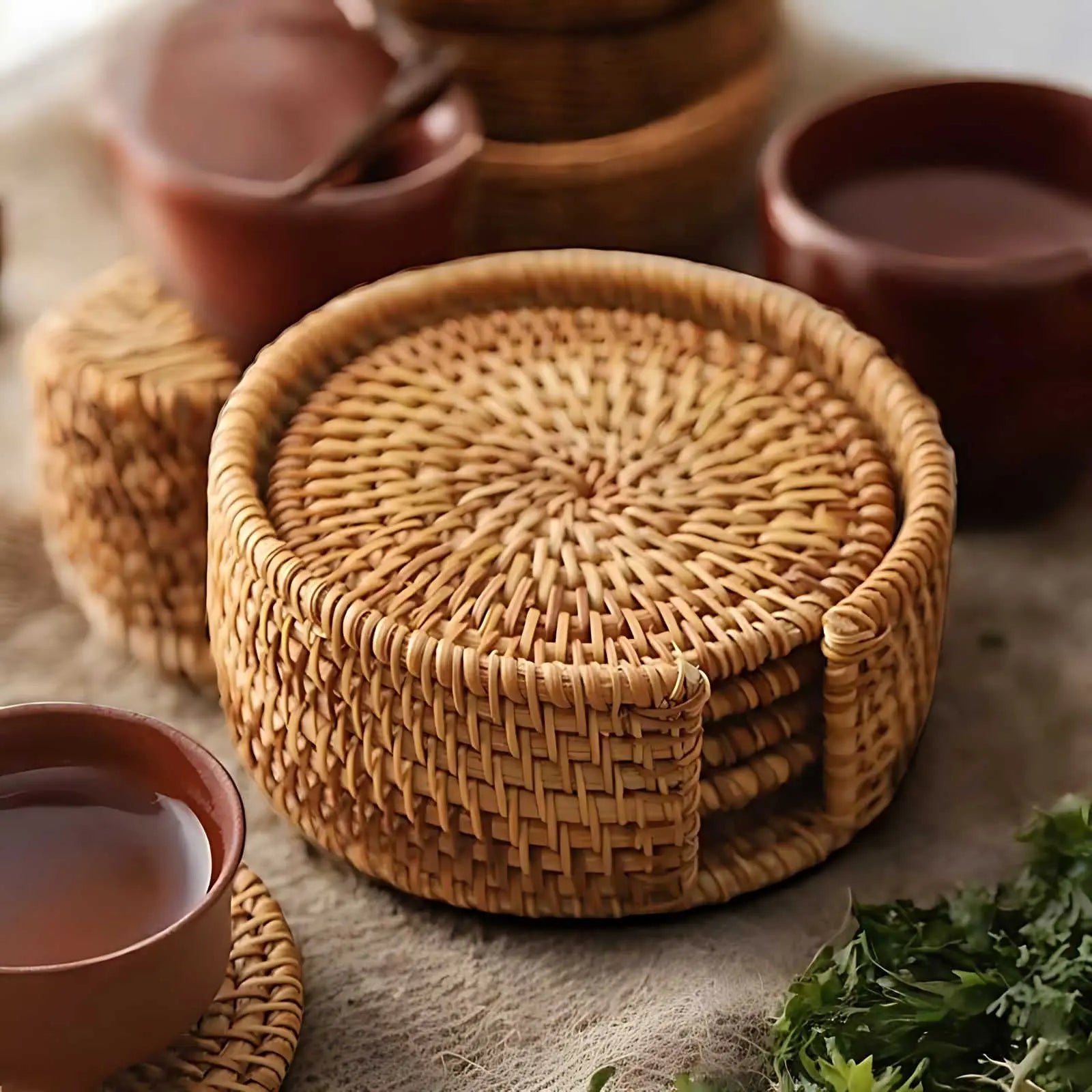 Cestino Sottobicchieri in Bambù per Caffè e Tè