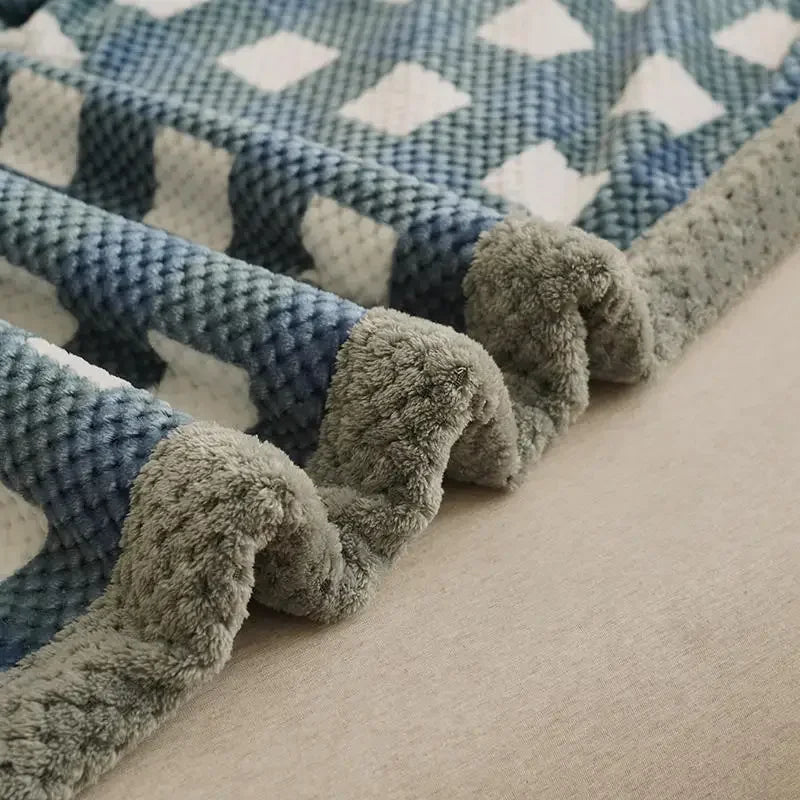 Coperta a Righe – Plaid Morbido per Divano e Letto con Motivo a Quadri Classico