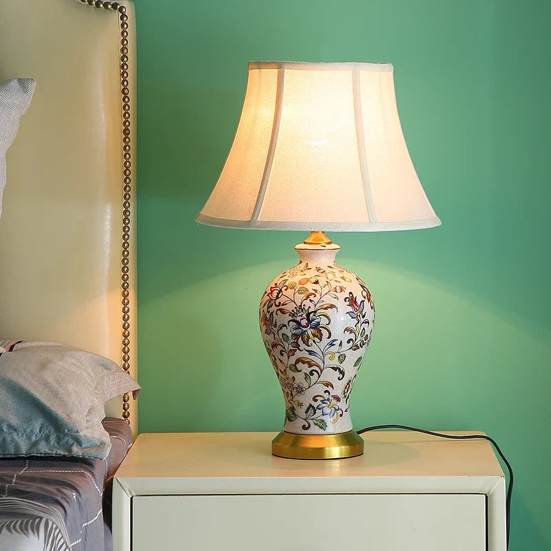 AmeriArt Lampada da Tavolo in Ceramica Dipinta a Mano