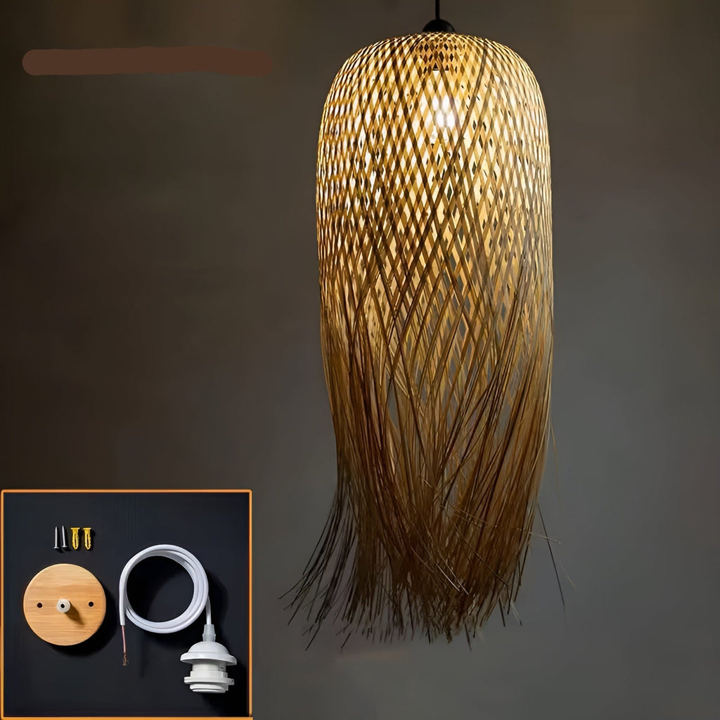 Lampada a sospensione in bambù intrecciato – Illuminazione per sale da tè, ristoranti e hotel