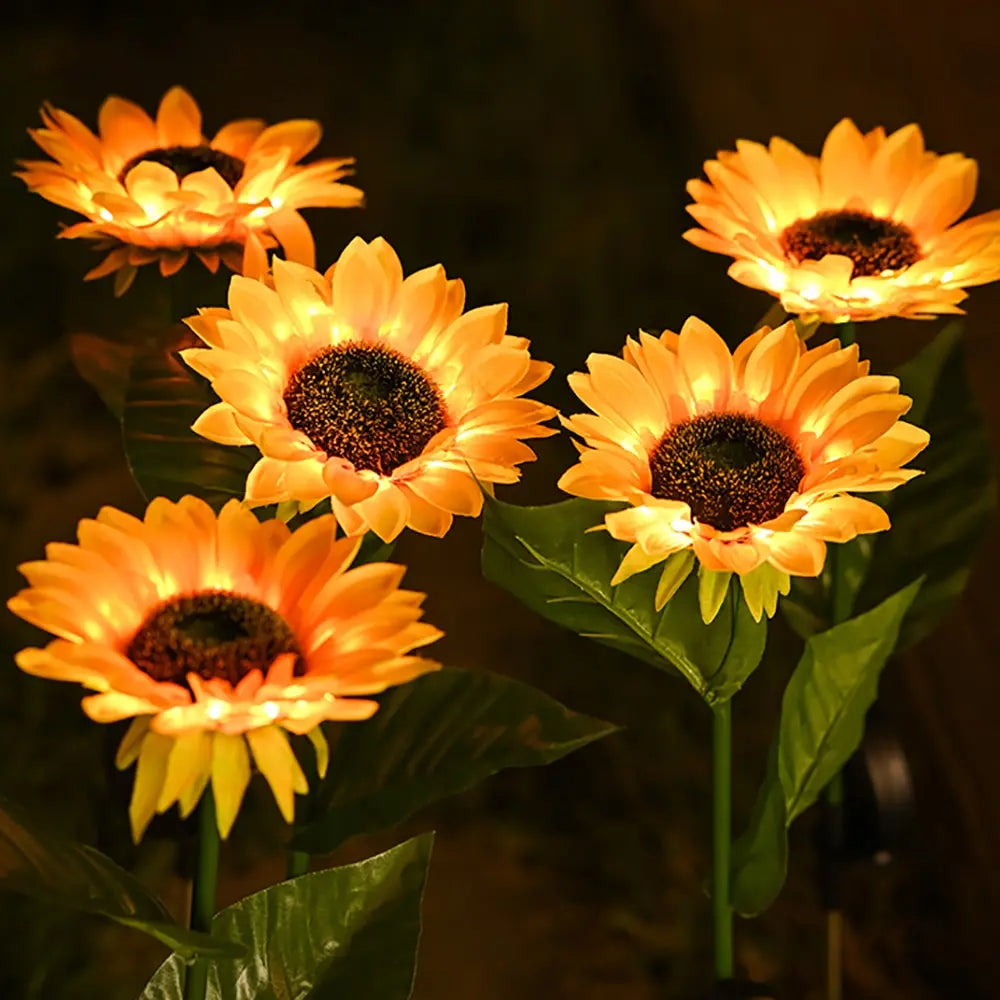 Lampada da esterno a forma di girasole impermeabile con pannello solare