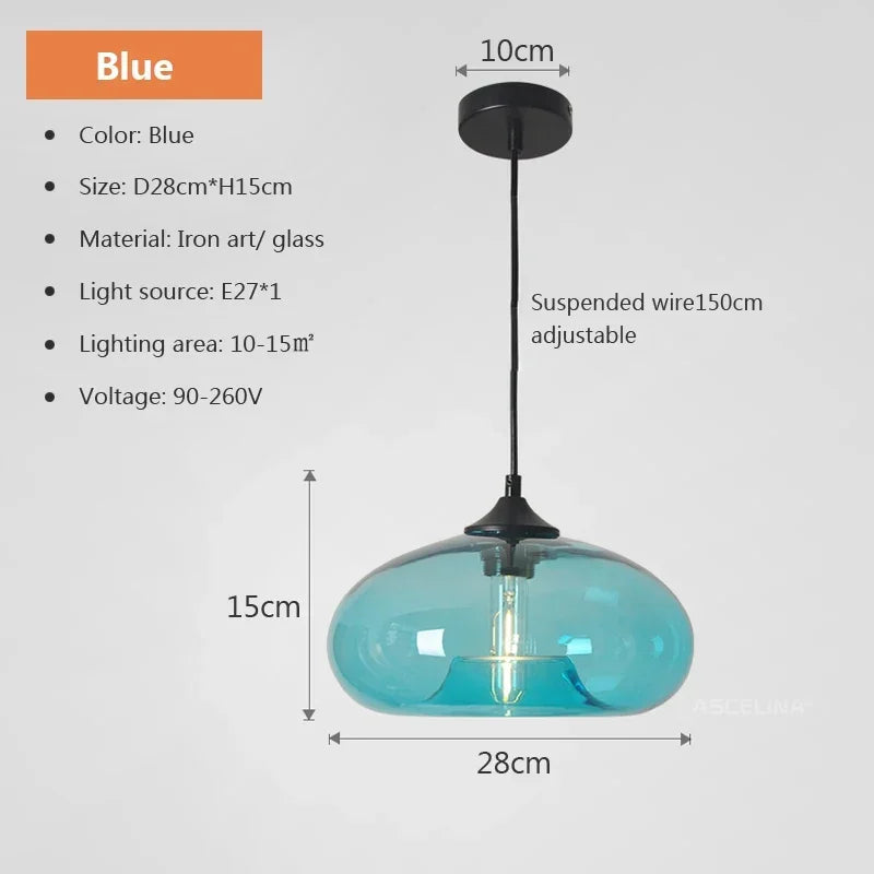 Lampada a Sospensione Moderna Colorata in Vetro