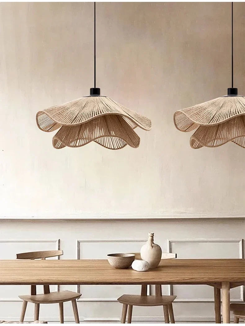 WabiRope Aura: Lampada a Sospensione in Canapa Wabi Sabi Scandinava