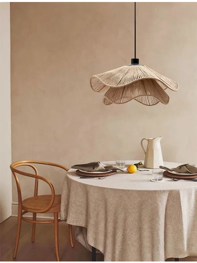 WabiRope Aura: Lampada a Sospensione in Canapa Wabi Sabi Scandinava