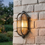 Applique da Esterno/Ceiling Light Oval Nera e Argento Searchlight