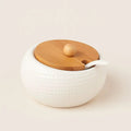 Barattolo in Ceramica Evel con Coperchio in Bambù e Cucchiaio