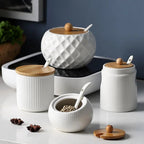 Barattolo in Ceramica Evel con Coperchio in Bambù e Cucchiaio