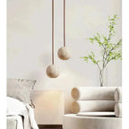 Lampada a sospensione in Travertino – Lampada a sospensione LED rotonda minimalista in stile Wabi-Sabi