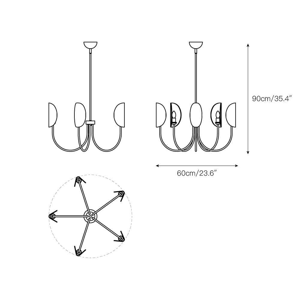 Lampadario in Ottone a Foglia