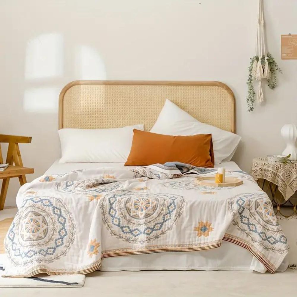 Coperta con Motivo Mandala Serene - 100% Cotone