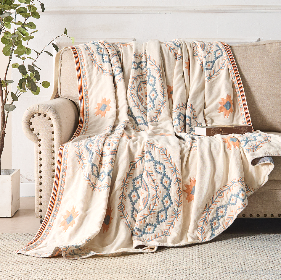 Coperta con Motivo Mandala Serene - 100% Cotone