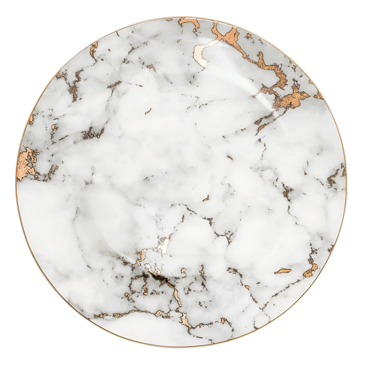 Piatto in porcellana effetto marmo – Elegante bordo dorato | Decorativo e perfetto per servire con stile