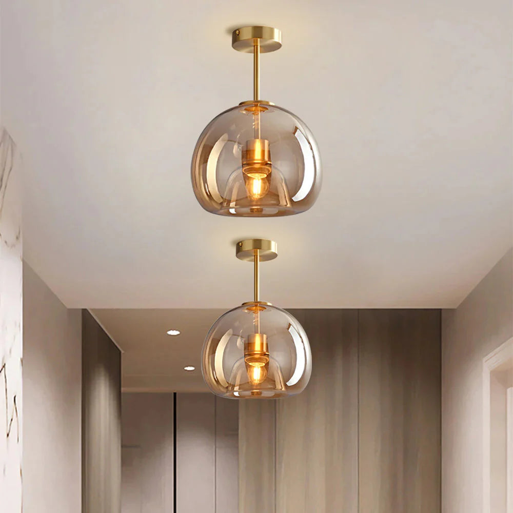 Moderna Semplice Lampada da Soffitto in Vetro di Rame