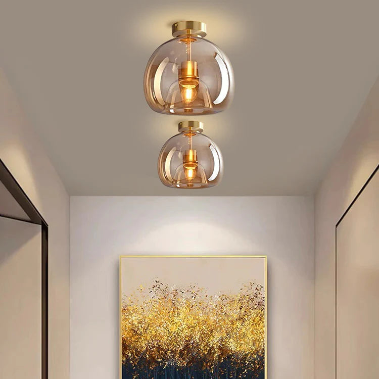 Moderna Semplice Lampada da Soffitto in Vetro di Rame