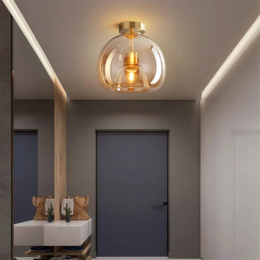 Moderna Semplice Lampada da Soffitto in Vetro di Rame