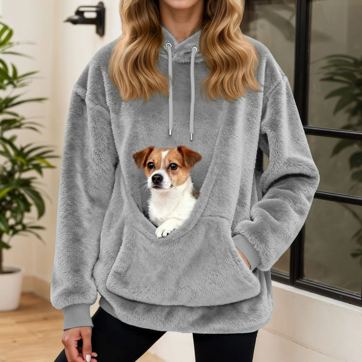 Felpa Oversized in Fleece con Tasca a Marsupio – Maglione Caldo da Donna per Casa