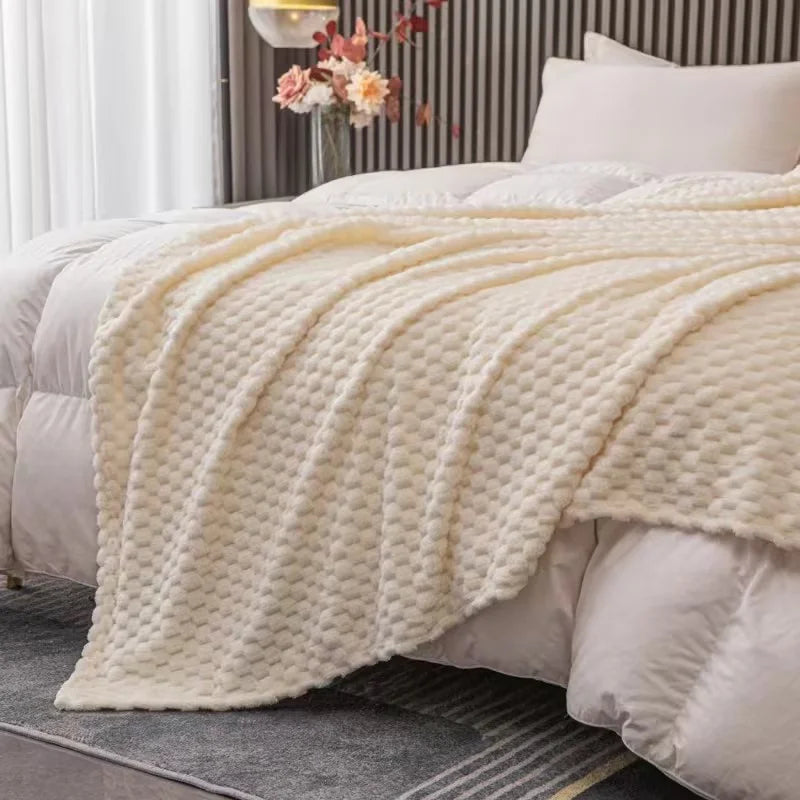 Caelidra - Coperta in Velluto a Righe Calda e Accogliente per Divano e Letto