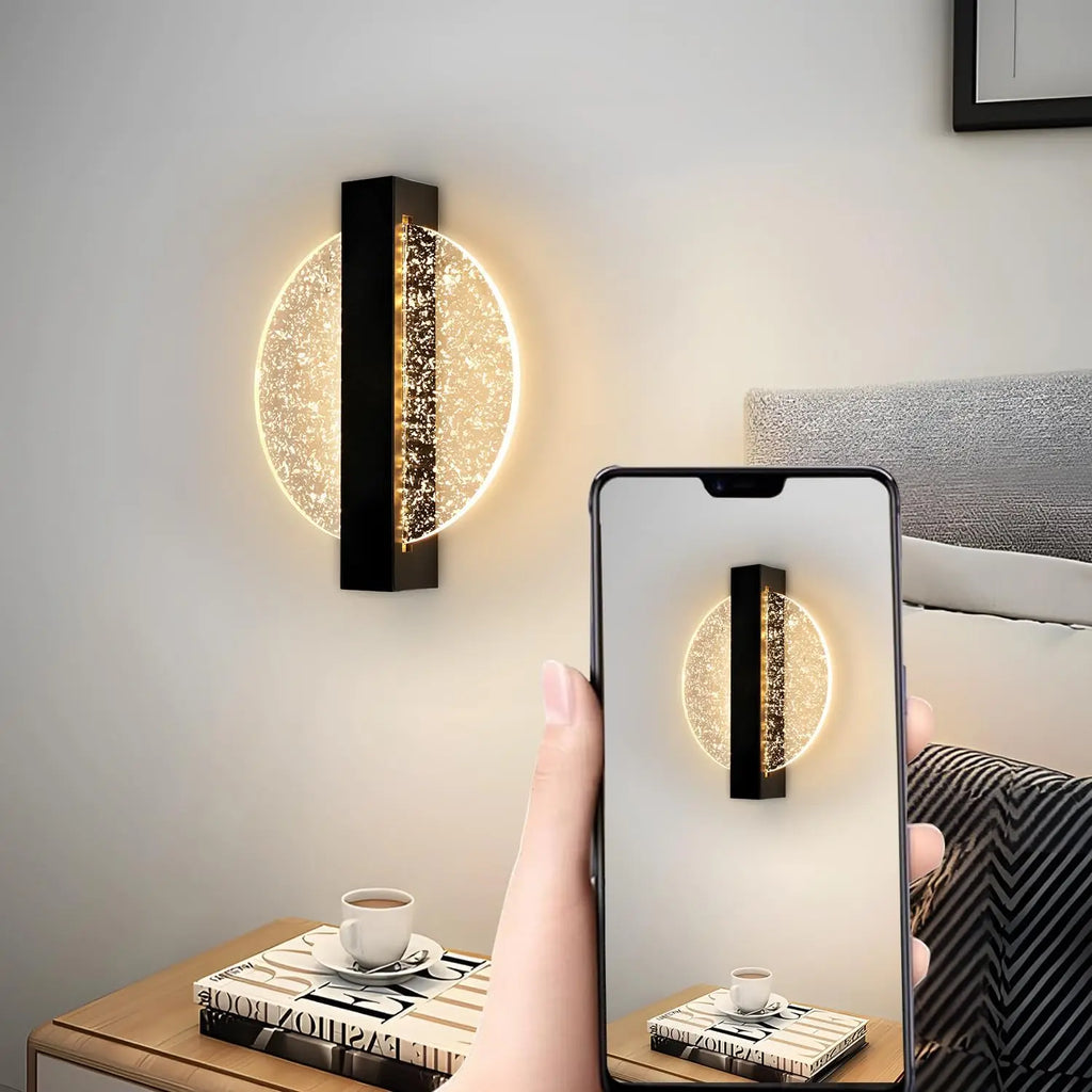 LumaLeaf Pannello Rotondo da Parete – Lampada da Parete LED Moderna con Foglia Argento e Luce Calda (3500K)