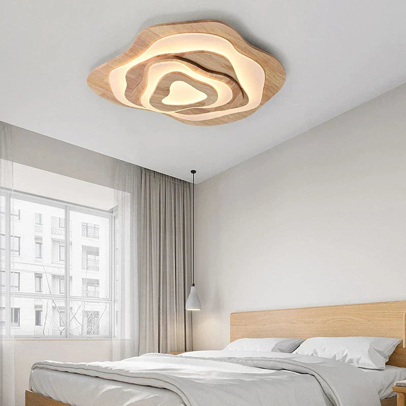 Lampadario LED in legno scandinavo chic