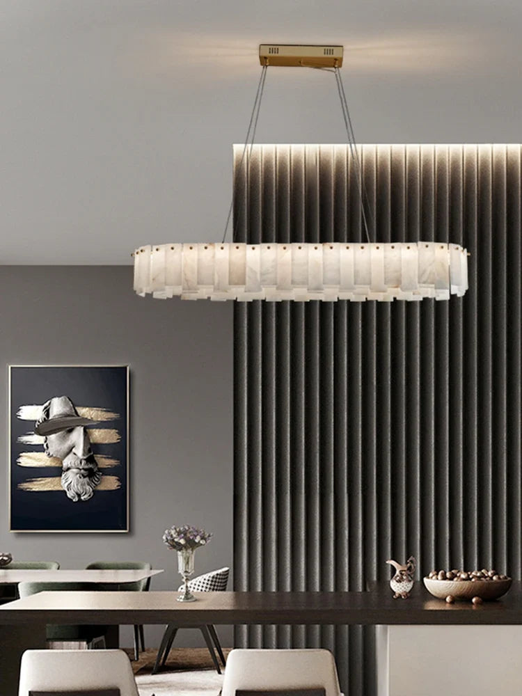 LumiMarble | Elegante Lampada a Sospensione in Marmo e Rame