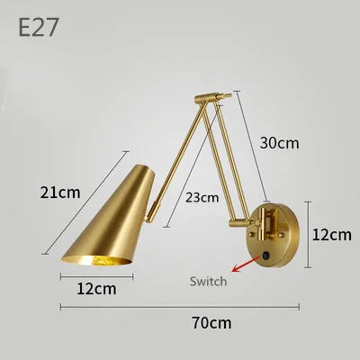 LUXARM Lampada da Parete Regolabile con Braccio Lungo
