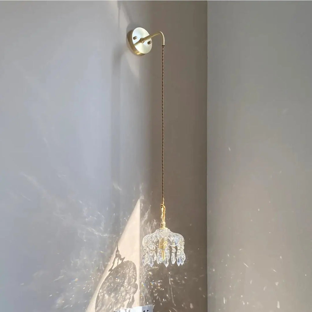 Lampada a sospensione in vetro retro francese