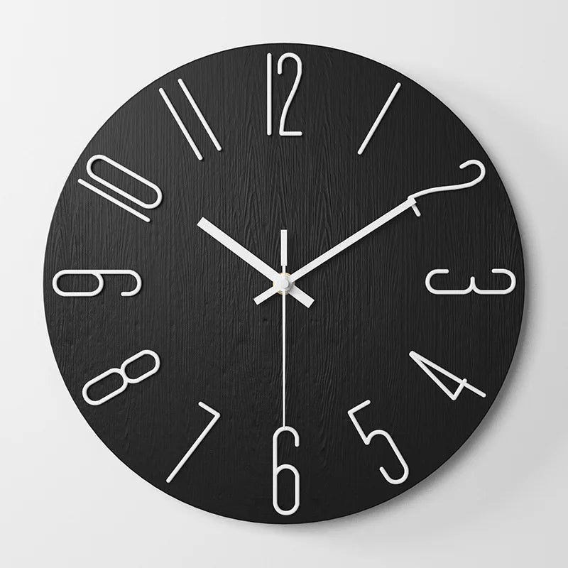 NordicTime - Orologio da parete in legno senza cornice per un arredamento silenzioso e moderno