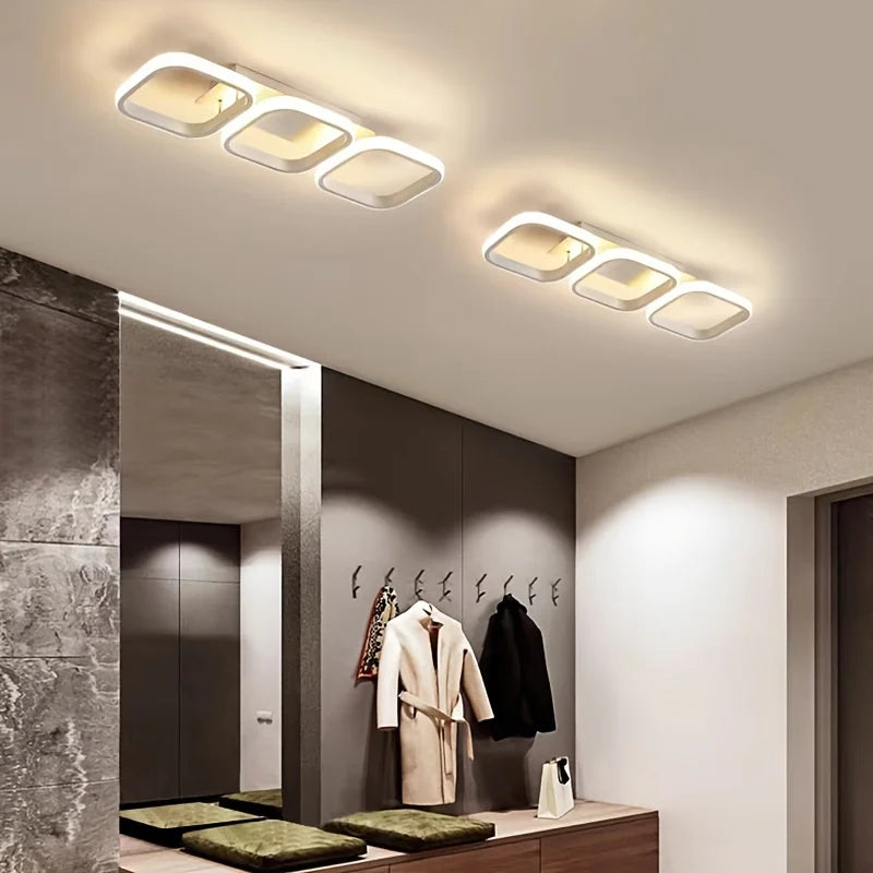 Nordic Luxe LED Plafoniera – Lampada Sospesa Quadrata e Rotonda Dimmerabile per Interni Moderni