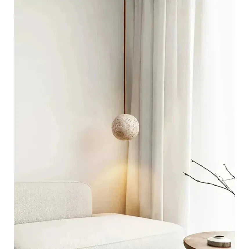 Lampada a sospensione in Travertino – Lampada a sospensione LED rotonda minimalista in stile Wabi-Sabi