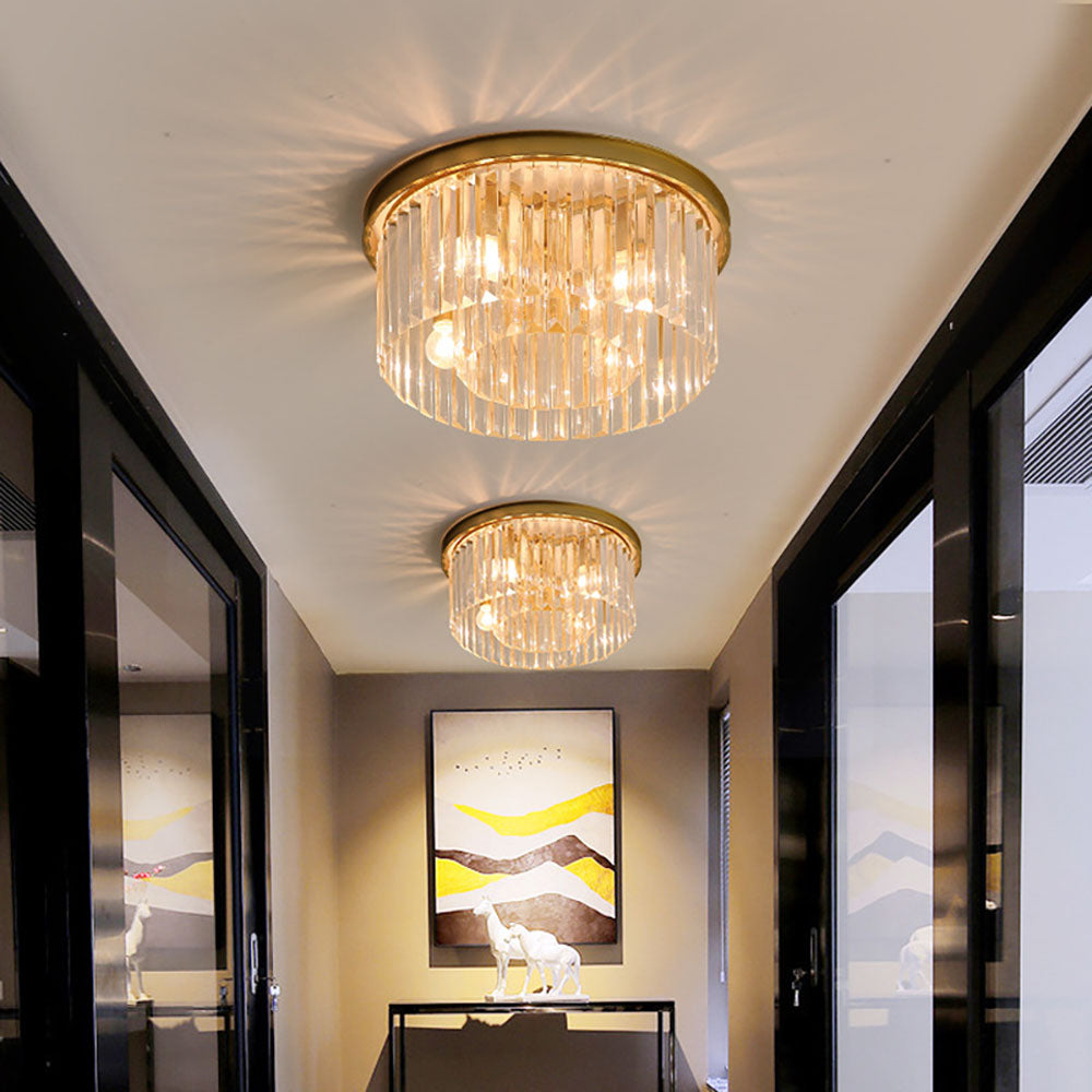 Lampada da soffitto Silion – Ferro color oro – Cristallo – Ø 40 cm – Stile elegante