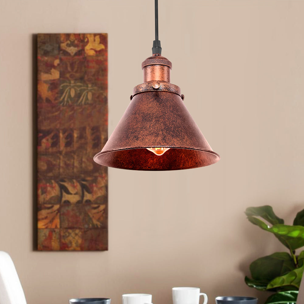 Lampada a sospensione singola rustica in rame